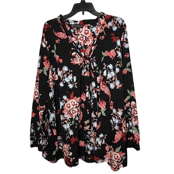 Lane Bryant Long Sleeve Flowy Multicolored Floral Blouse Top Size 26/28 Plus - Picture 1 of 11
